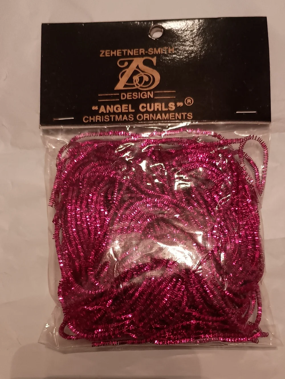 Vintage Zehetner-Smith Fuchsia Angel Curls Christmas Ornament Trim